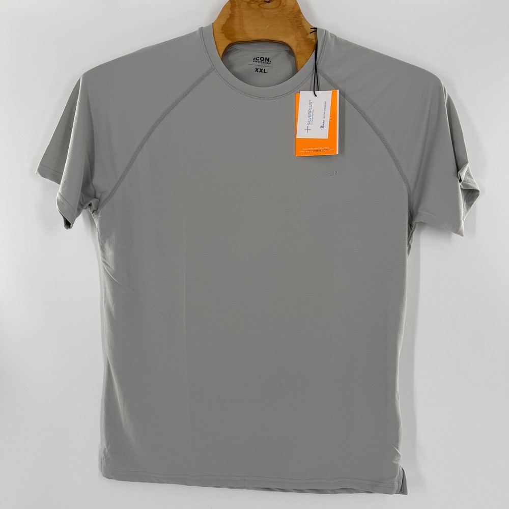 Icon Amsterdam Mens XXL Grey Silverplus Performance Activewear T-Shirt NWT